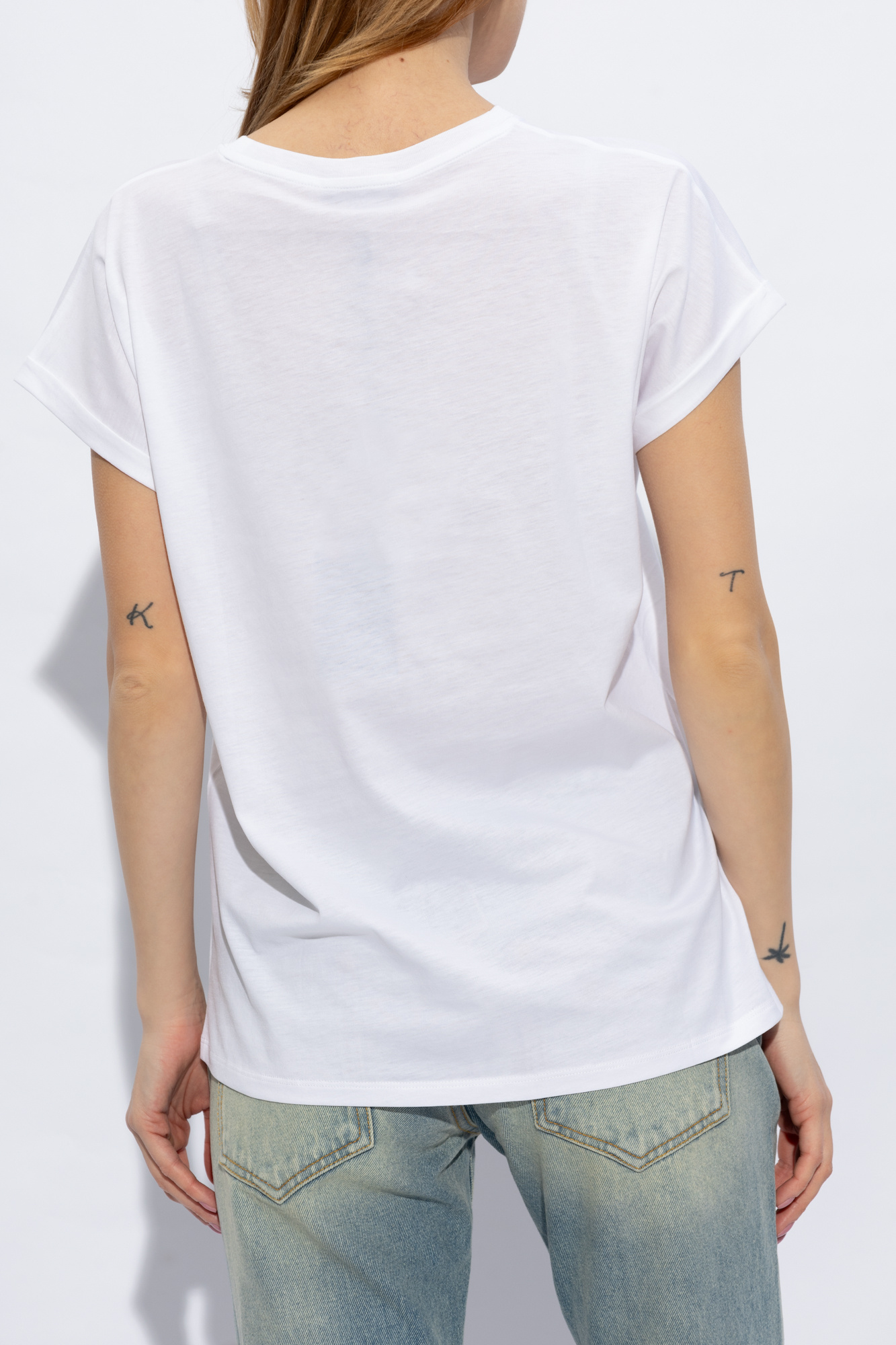 【関税込み】Balmain ホワイト Balmain Signature フーディ T-shirt with Balmain Paris print - Women | BALMAIN